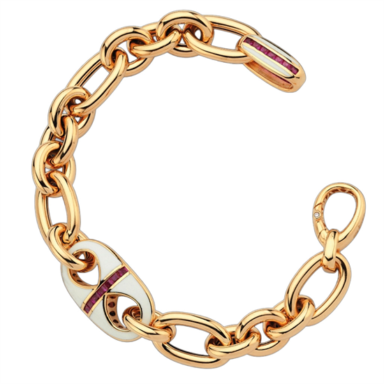 Cetaş Eterna Altın Bileklik Sarı Altın Beyaz Mineli Magenta Taşlı 14 Ayar