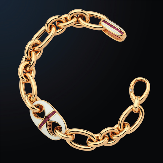 Cetaş Eterna Altın Bileklik Sarı Altın Beyaz Mineli Magenta Taşlı 14 Ayar