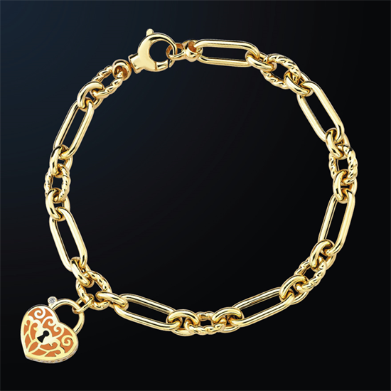 Cetaş Eterna Altın Bileklik Sarı Altın Akantus Turuncu Mineli 14 Ayar