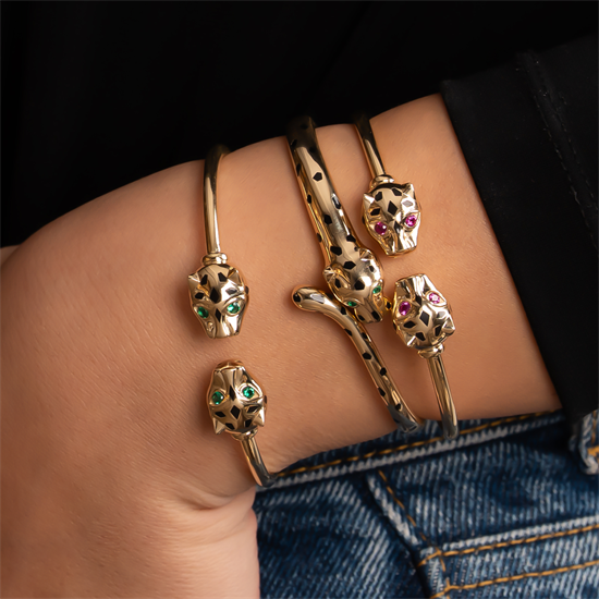 Cetaş Eterna Altın Kelepçe Sarı Panter 14 Ayar