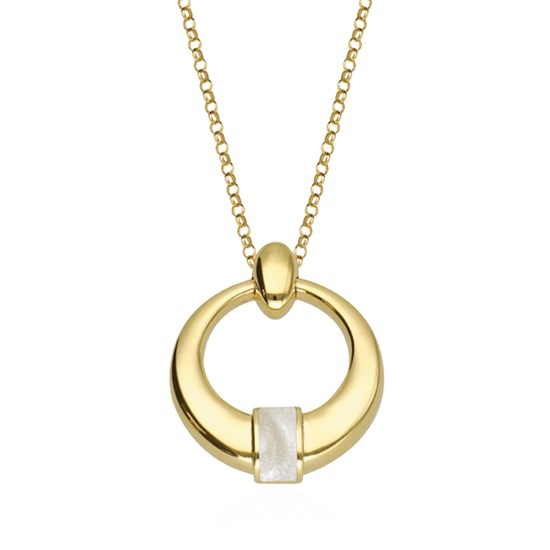 Cetaş Eterna Altın Kolye Sarı Altın Beyaz Mineli 14 Ayar