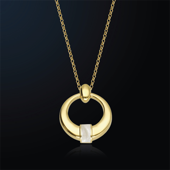 Cetaş Eterna Altın Kolye Sarı Altın Beyaz Mineli 14 Ayar