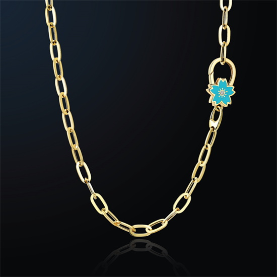 Cetaş Eterna Altın Kolye Sarı Altın Turkuaz Mineli 14 Ayar