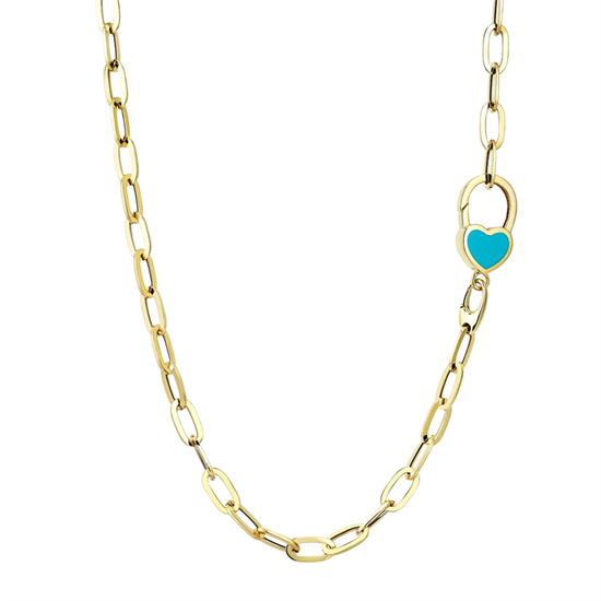 Cetaş Eterna Altın Kolye Sarı Altın Turkuaz Mineli 14 Ayar