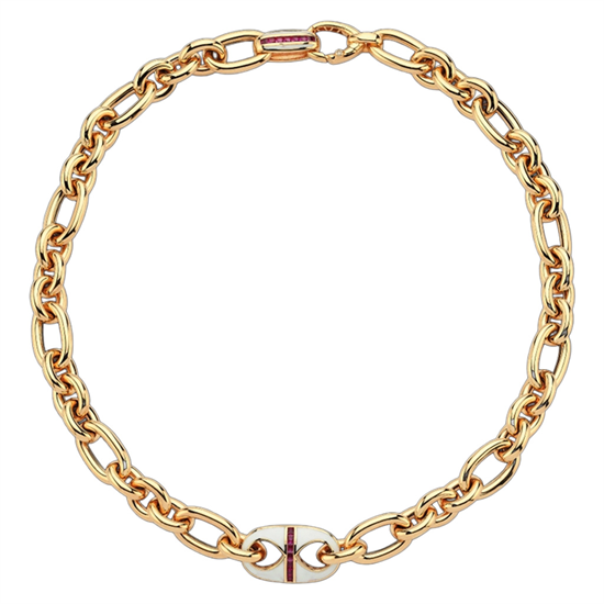 Cetaş Eterna Altın Kolye Sarı Beyaz Mineli Magenta Taşlı 14 Ayar