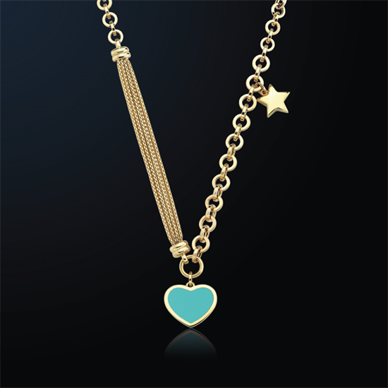 Cetaş Eterna Altın Kolye Sarı Mavi Mineli 14 Ayar