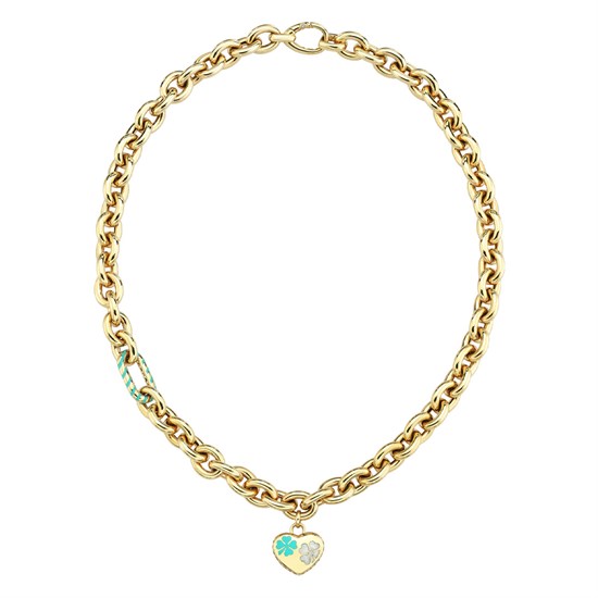 Cetaş Eterna Altın Kolye Sarı Mavi Mineli 14 Ayar