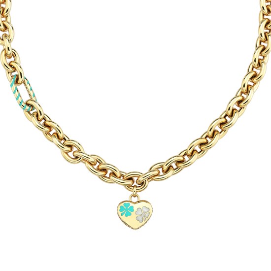 Cetaş Eterna Altın Kolye Sarı Mavi Mineli 14 Ayar