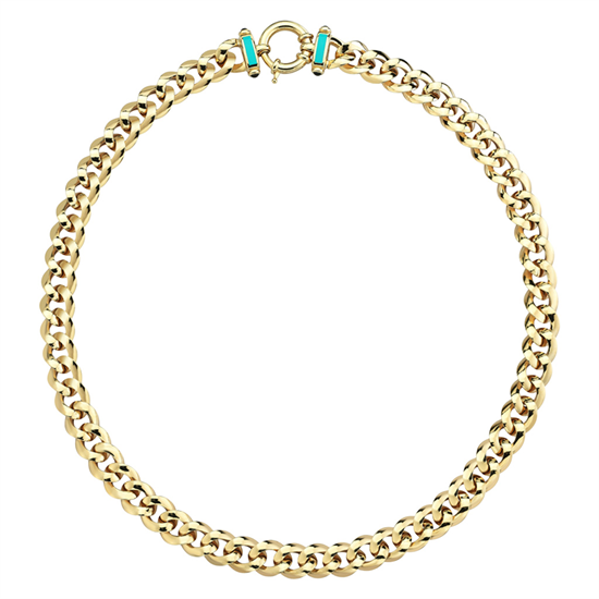 Cetaş Eterna Altın Kolye Sarı Mavi Mineli 14 Ayar