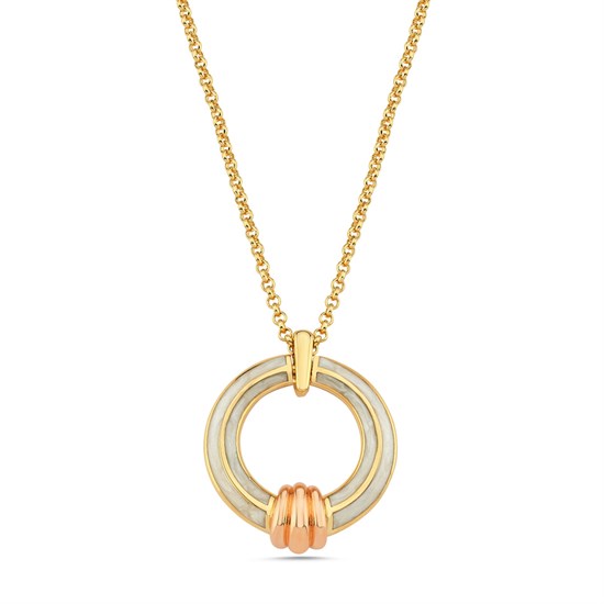 Cetaş Eterna Altın Kolye Sarı-Rose Altın Sedef Mineli 14 Ayar