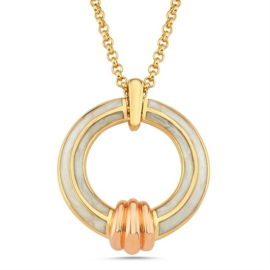 Cetaş Eterna Altın Kolye Sarı-Rose Altın Sedef Mineli 14 Ayar