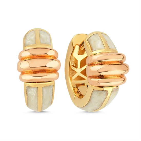 Cetaş Eterna Altın Küpe Sarı-Rose Altın Sedef Mineli 14 Ayar