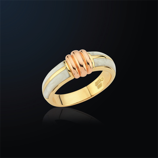 Cetaş Eterna Altın Yüzük Sarı-Rose Altın Sedef 14 Ayar