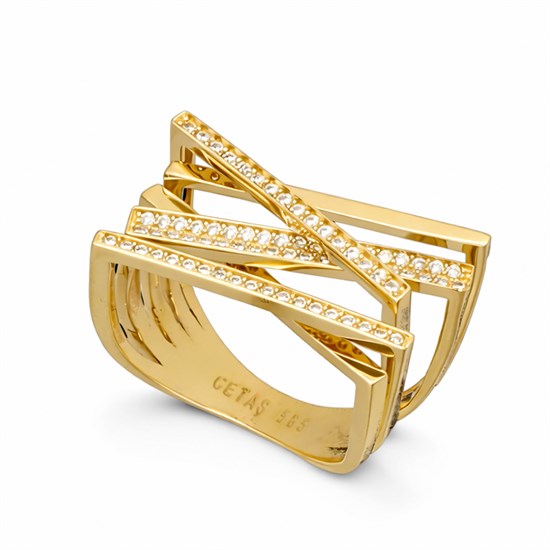 Cetaş Eterna Çapraz Model 14 Ayar Altın Yüzük