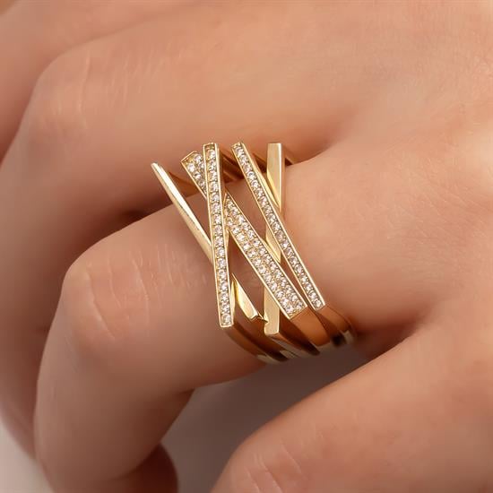 Cetaş Eterna Çapraz Model 14 Ayar Altın Yüzük