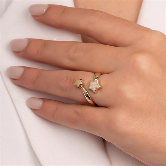 Cetaş Eterna Çift Yıldız 14 Ayar Altın Yüzük