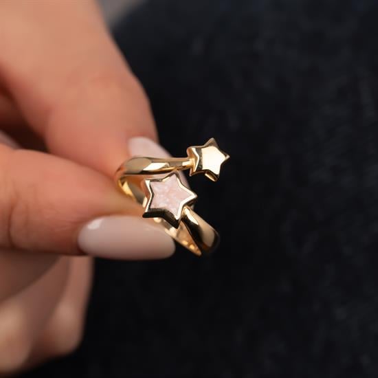 Cetaş Eterna Çift Yıldız 14 Ayar Altın Yüzük