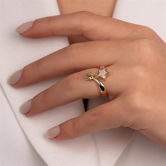 Cetaş Eterna Çift Yıldız 14 Ayar Altın Yüzük