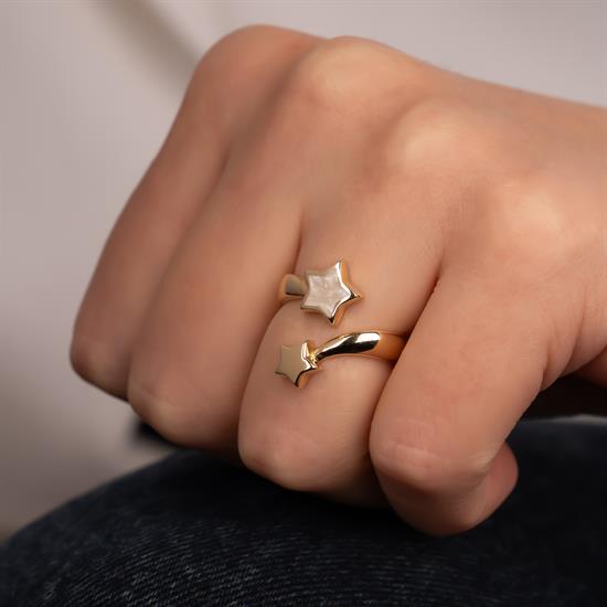 Cetaş Eterna Çift Yıldız 14 Ayar Altın Yüzük