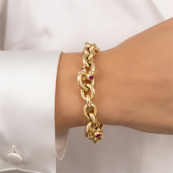 Cetaş Eterna Kırmızı Taşlı 14 Ayar Altın Bileklik