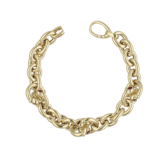 Cetaş Eterna Kırmızı Taşlı 14 Ayar Altın Bileklik