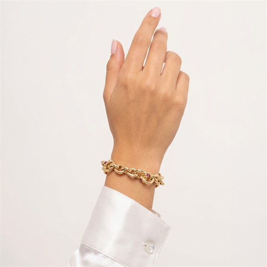 Cetaş Eterna Kırmızı Taşlı 14 Ayar Altın Bileklik