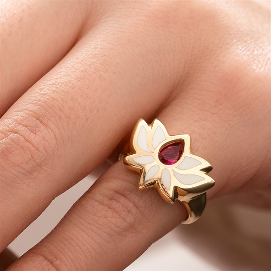 Cetaş Eterna Lotus Çiçek Yüzük 14 Ayar Altın