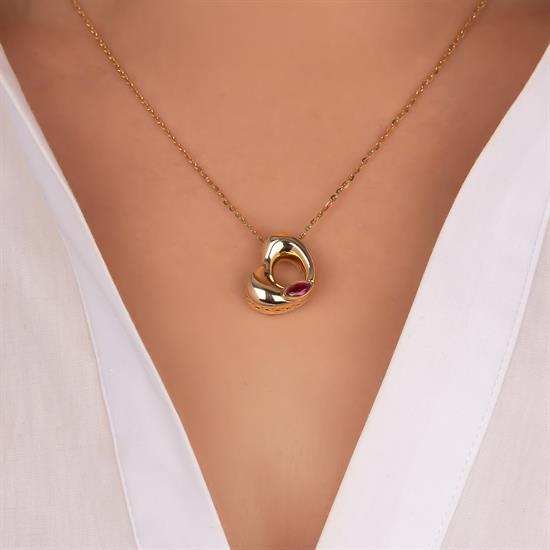 Cetaş Eterna Ruby Kalpli Kolye