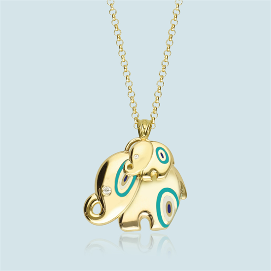 Cetaş Fortuna Altın Kolye Mineli Fil Kolye