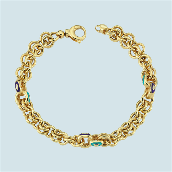 Cetaş Fortuna Bileklik 14 Ayar Altın Mineli Nazarlı