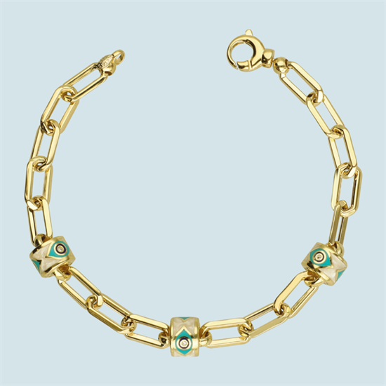 Cetaş Fortuna Bileklik 14 Ayar Altın Sedef Göz Mineli