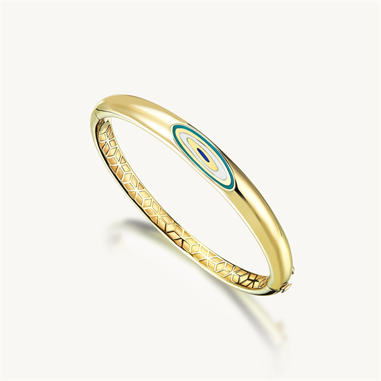 Cetaş Fortuna Kelepçe 14 Ayar Sarı Altın Mavi-Beyaz Mineli