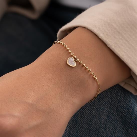 Cetaş Kalp Charmlı 14 Ayar Altın Bileklik