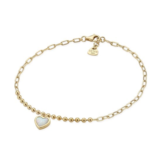 Cetaş Kalp Charmlı 14 Ayar Altın Bileklik
