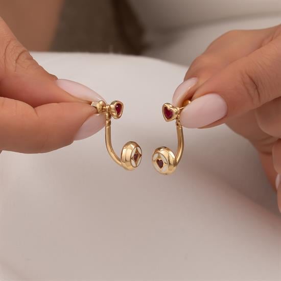 Cetaş Kalpli 14 Ayar Altın Küpe