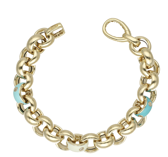 Cetaş Mavi Beyaz Mineli 14 Ayar Altın Bileklik