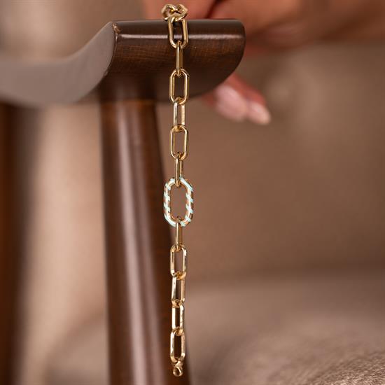 Cetaş Mavi Mineli 14 Ayar Altın Bileklik