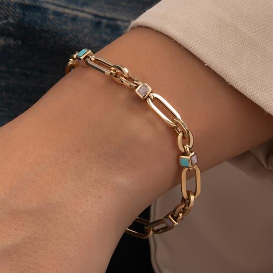 Cetaş Mavi Mineli 14 Ayar Altın Bileklik