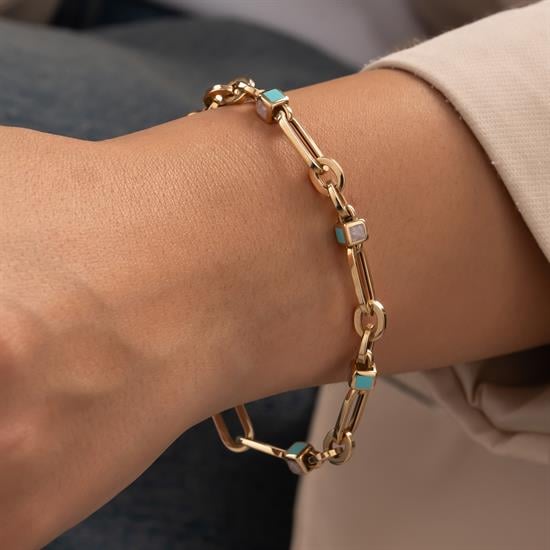 Cetaş Mavi Mineli 14 Ayar Altın Bileklik