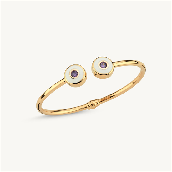 Cetaş Minima Kelepçe Bilezik Beyaz Mineli 14 Ayar