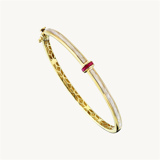 Cetaş Minima Altın Kelepçe Bilezik Sedef Mineli 14 Ayar