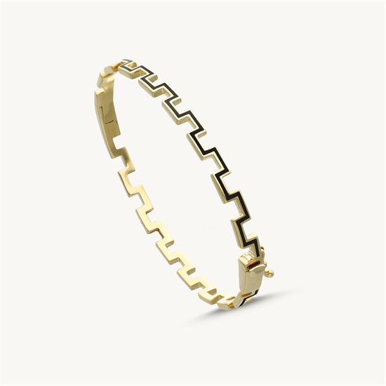 Cetaş Minima Altın Kelepçe Bilezik Siyah Mineli 14 Ayar