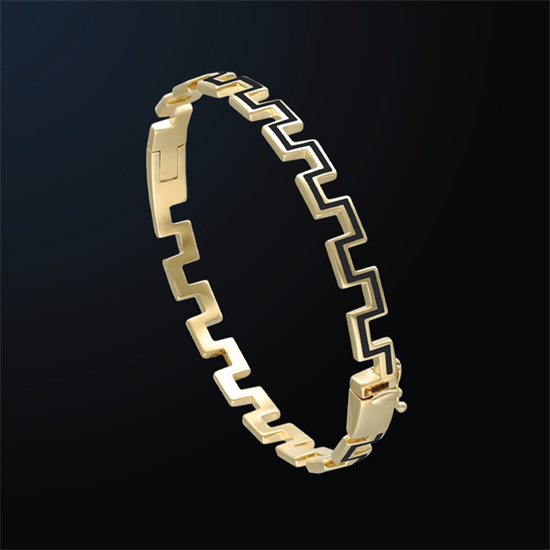 Cetaş Minima Altın Kelepçe Bilezik Siyah Mineli 14 Ayar