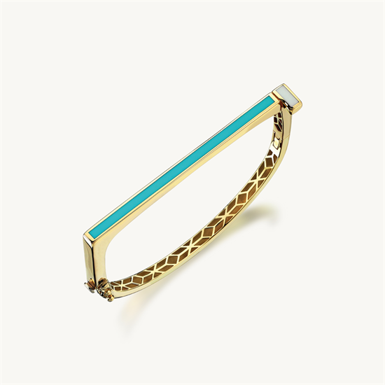 Cetaş Minima Altın Kelepçe Bilezik Turkuaz Mineli 14 Ayar