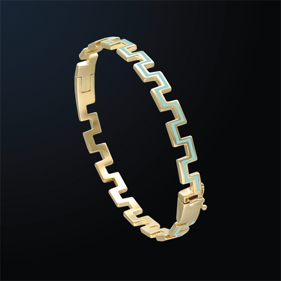 Cetaş Minima Altın Kelepçe Bilezik Turkuaz Mineli 14 Ayar