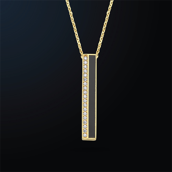 Cetaş Minima Altın Kolye Siyah Mineli 14 Ayar