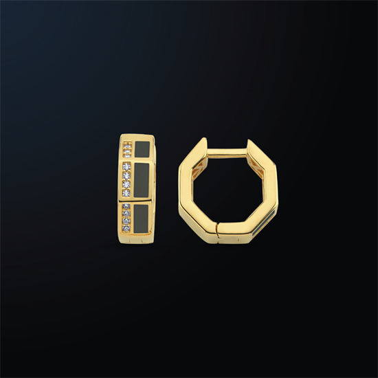 Cetaş Minima Altın Küpe Siyah Mineli 14 Ayar