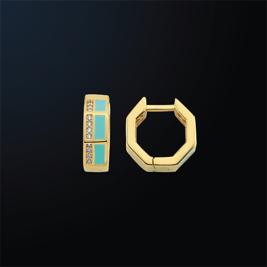 Cetaş Minima Altın Küpe Turkuaz Mineli 14 Ayar