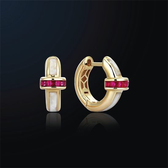 Cetaş Minima Küpe Turkuaz Mineli 14 Ayar Altın