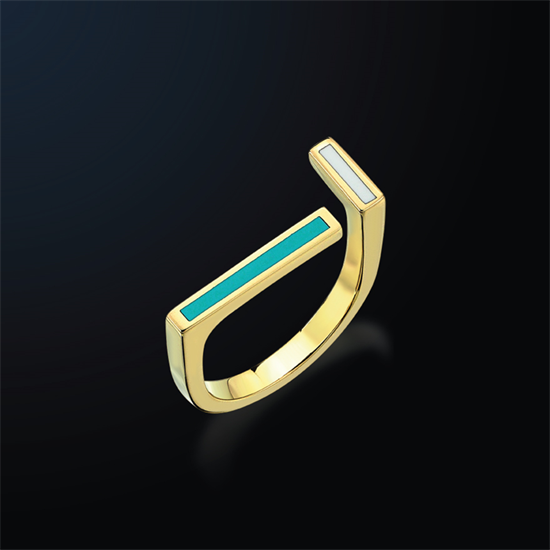 Cetaş Minima Yüzük Altın Turkuaz Beyaz Mineli 14 Ayar